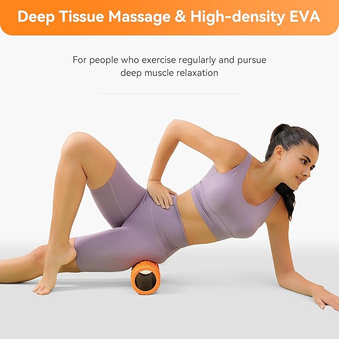 Foam Roller - Muscle Massage Roller for Back Pain & Stretching - Ergonomic Wide Wave Textured - Deep Muscle Massage Pilates Yoga, Athletics, Fitness Exercise for Whole Body