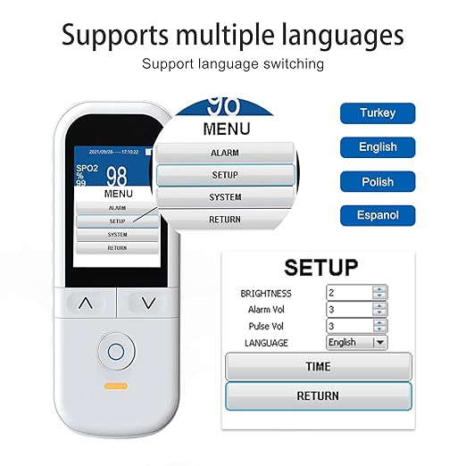 Handheld Pulse Oximeter for kids - Continuous Oxygen & Heart Rate Monitor with Adjustable SpO2 & Pulse Alarms - Pulse oximeter Medical Grade for kids