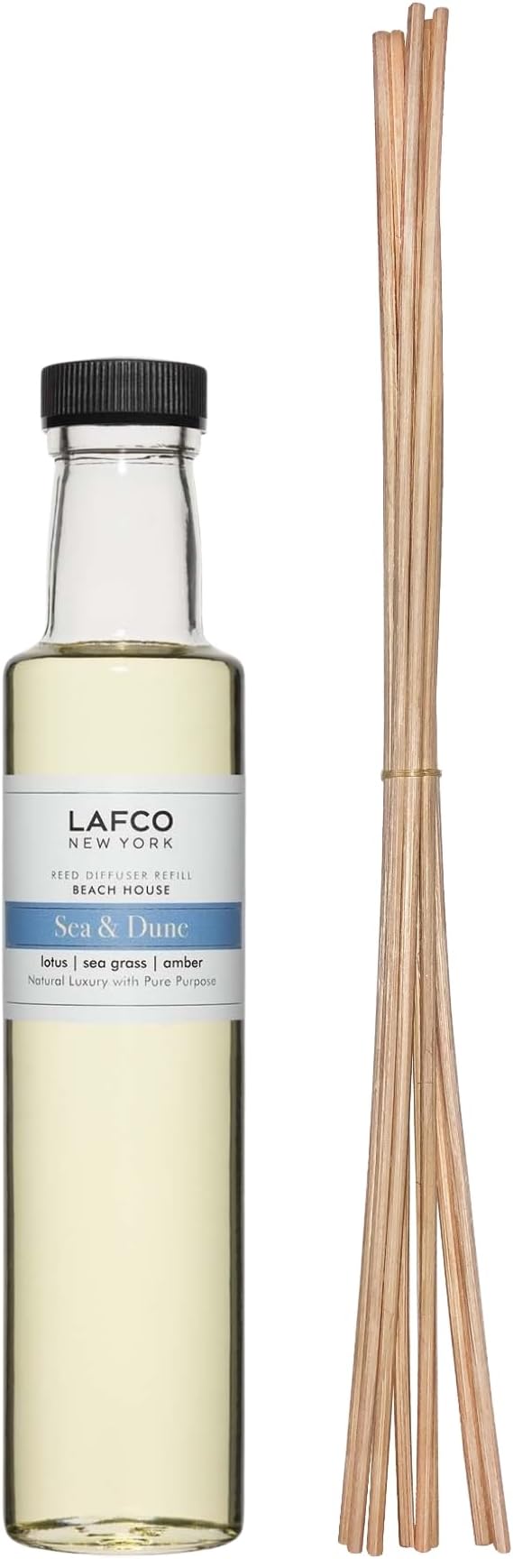 LAFCO New York Reed Diffuser Refill, Sea & Dune - 8.4 oz - Up to 4-Month Fragrance Life - Includes Natural Wood Reeds - Free of Dyes & Propellants - Made in The USA