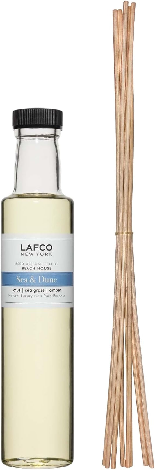 LAFCO New York Reed Diffuser Refill, Sea & Dune - 8.4 oz - Up to 4-Month Fragrance Life - Includes Natural Wood Reeds - Free of Dyes & Propellants - Made in The USA