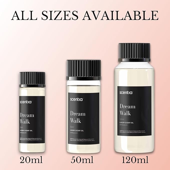 Scentia Hotel Diffuser Oil Inspired by The Hotel Scent - 20 ml 0.67 fl oz - Essential Oil Blend White Tea, Cedarwood & Amber Notes for Aromatherapy Diffusers and Humidifiers - Dream Walk