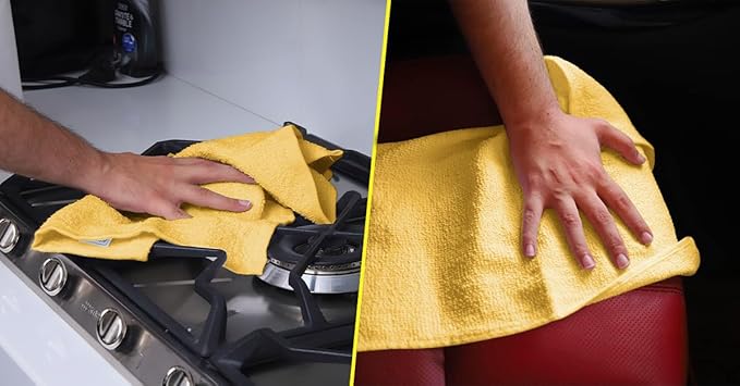 Avalon Towels Terry Bar Mop Towels (Value Pack of 60) Size 14"x17" – Absorbent and Durable, Multipurpose Cleaning Rags, Cotton Cleaning Cloths, Terry Cloth Rags, Reusable Shop Rag (Yellow)