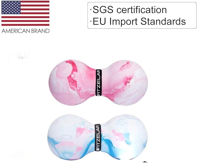 Double Lacrosse Massage Ball for Myofascial Release, SGS Certification, Massage Deep Tissue for Waist Back Feet, Trigger Point Therapy, Muscle Knots, Peanut Massage Ball for Muscle Pain