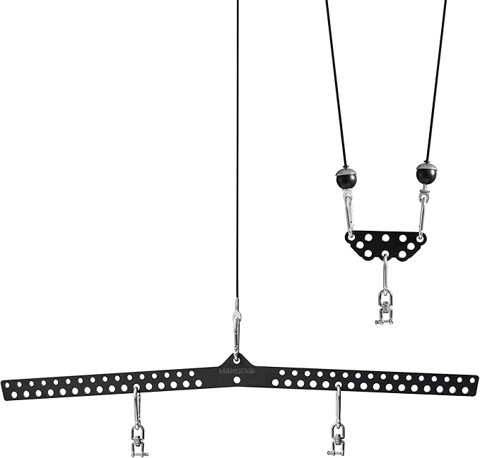 Multi-Grip LAT Pull Down Bar Hardened Powder-Coated Finish, 360° Rotating Stainless Steel Adapter, Neutral & Wide Grip Spreader Bar for Pulley System Gym & Cable Machines