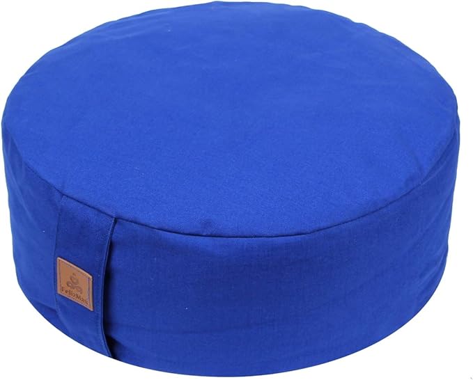 Zafu Buckwheat Meditation Cushion,D=13"/16" H=5.5",Round Zabuton Meditation Pillow,Yoga Bolster Kneeling Pillow Premium Yoga Pillow for Sitting on Floor Zippered Cotton Cover