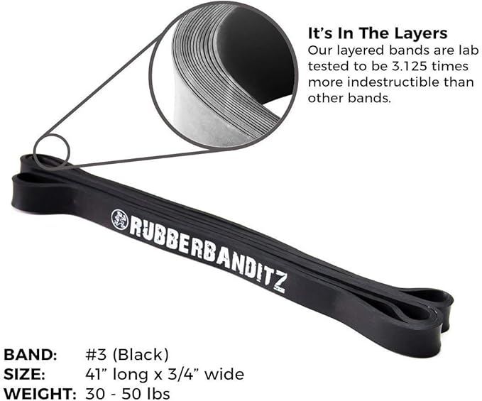 Rubberbanditz Combo Pull Up Assist Bands | Heavy Duty Resistance Exercise Bands for Powerlifting, Mobility, and Stretching | Resistance Bands for Working Out