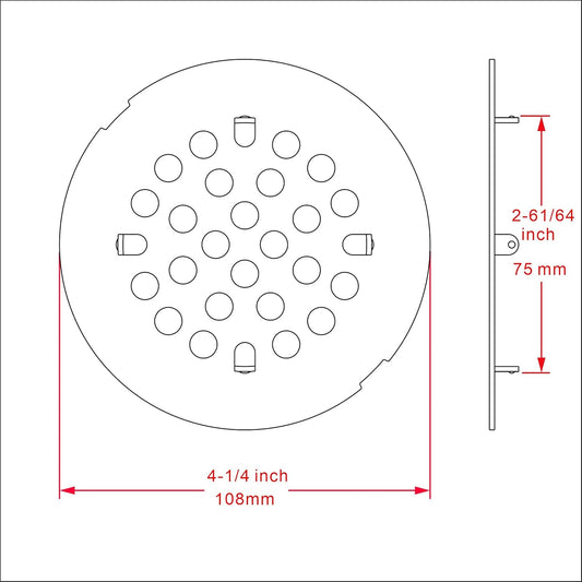 rrajj 4-1/4 (4.25) Inch(108mm) Round Snap-in Shower Floor Drain Cover Replacement Cover (Antique Brass)