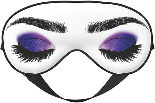 Sleep Eye Mask Purple Eyeshadow Eyelash Sleep Mask for Women Men Comfortable Eye Mask with Adjustable Strap Soft Eye Cover Blindfold for Travel Yoga Nap Shift Work