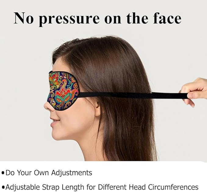 Paisley Floral Eye Mask Sleeping Mask Retro Ornament Boho Ethnic Pattern Sleep Masks Silky Soft Eye Cover for Women Men Shading Blindfold for Air Travel Sleeping