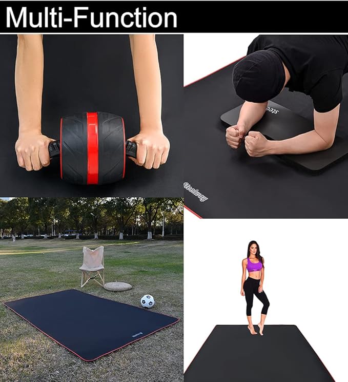 Exercise Mat for AB Roller AB Mat Thin of Large, Picnic Blanket Waterproof, Black Long Foldable Workout Oxford Polyester Fabric Mats for Home Gym Use, 99" (L) x 59" (W)