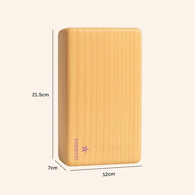 Yogikuti Solid Wooden Yoga Block – Eco-Friendly, Durable, Non-Slip Surface – Ideal for Stability, Balance & Support in Yoga Practice