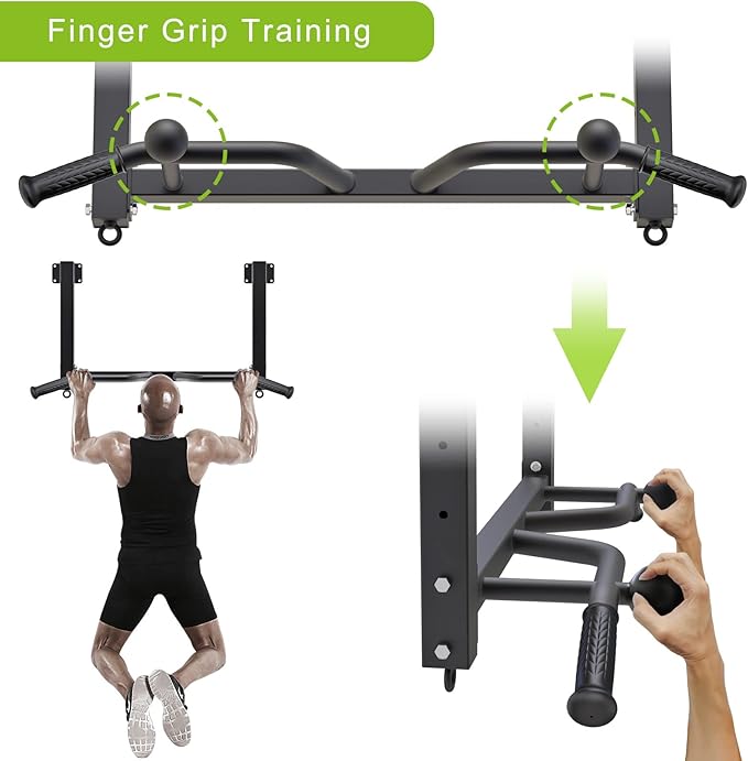 Kipika 32" Ceiling Mounted Pull Up Bar - Heavy Duty, Highly Adjustable, Multifunctional Chin Up Bar - Home Gym System with Punching Bag Hanger and Resistance Bands Training