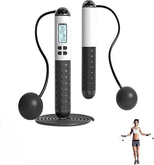 Indicatek Skipping Rope with Counter, Cordless Jump Rope, Smart Weighted Cord with Lcd Display, Adjustable Digital Counting Skipping Tool, Tangle-Free Wireless String for Fitness