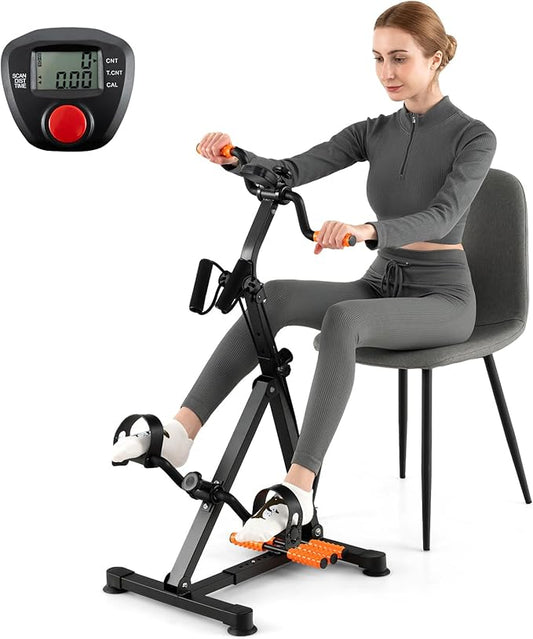 Pedal Exerciser Bike for Seniors, Hand Arm Leg Knee Physical Therapy Exercise Bike with Monitor, Indoor Adjustable Fitness Equipment for Rehabilitation Recovery