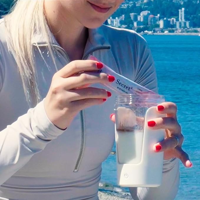 Electric Protein Shaker Bottle – 15oz USB Rechargeable Portable Mixer for Protein Shakes, Smoothies & Pre Workout, Tritan-Safe, BPA-Free, Gym Accessories, leak proof (White)