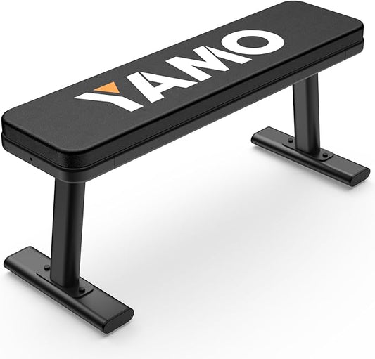 YAMO Flat Bench, 1455LBS/660KG Weight Bench for Home Gym, Easy Assembly Workout Bench with Adjustable foot Caps, Multipurpose Strength Training Bench Press for Full Body Workout