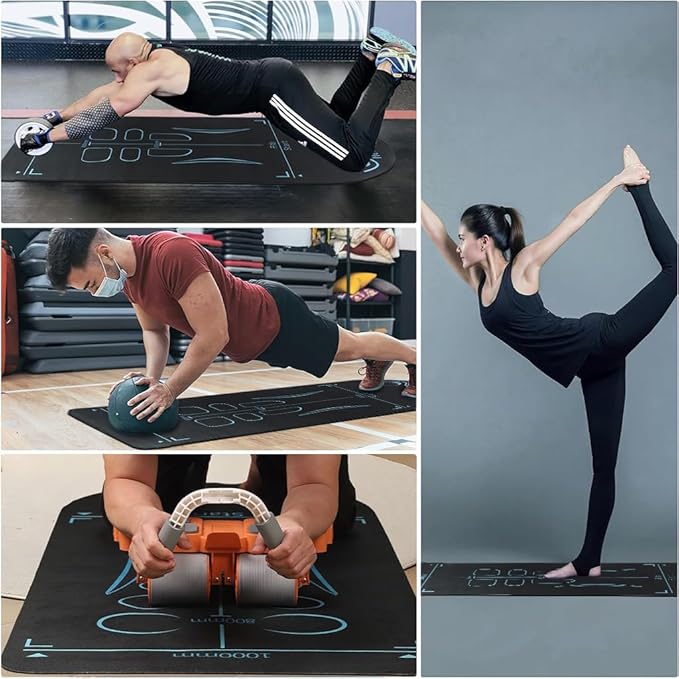 Exercise Equipment Mat for Ab Roller Wheel, Non-Slip Exercise Mat Extra Long Sound Insulation Knee Mat The Joints Protect For Abdominal Yoga Floor Workouts
