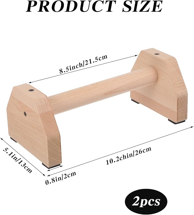 2 Pcs Push-up Stand, Wood Pushup Bars Non-Slip Base Exercise Home Workout Equipment, 26 CM Wooden Parallettes Handle Stands Grip for Men and Women Strength Training, Planks Calisthenics