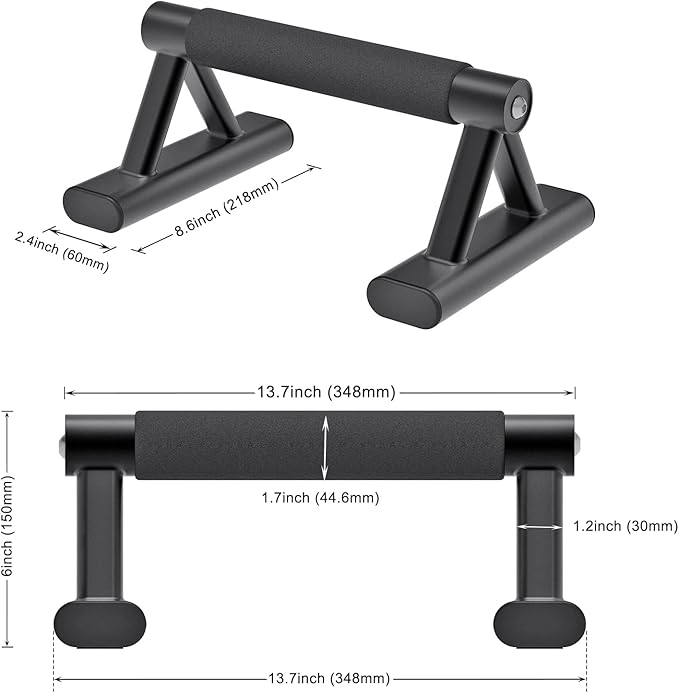 SELEWAERE Parallettes Floor Workout Push Up Handles Non-Slip Pushup Bars Handstand Bars for Calisthenic Fitness Sturdy Steel Tubing, Load up to 600 lbs