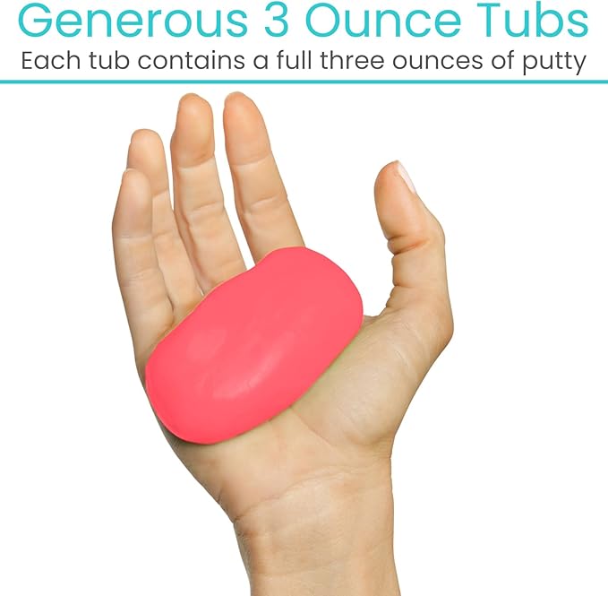 Vive Therapy Putty For Adults, For Hand Therapy (2 Pack) - Occupational Sensory Stress Relief Tools - for Physical Exercise, Finger Pain, Grip Strength, Rehab, Arthritis, Forearms, Fidgeting, Motor Skills