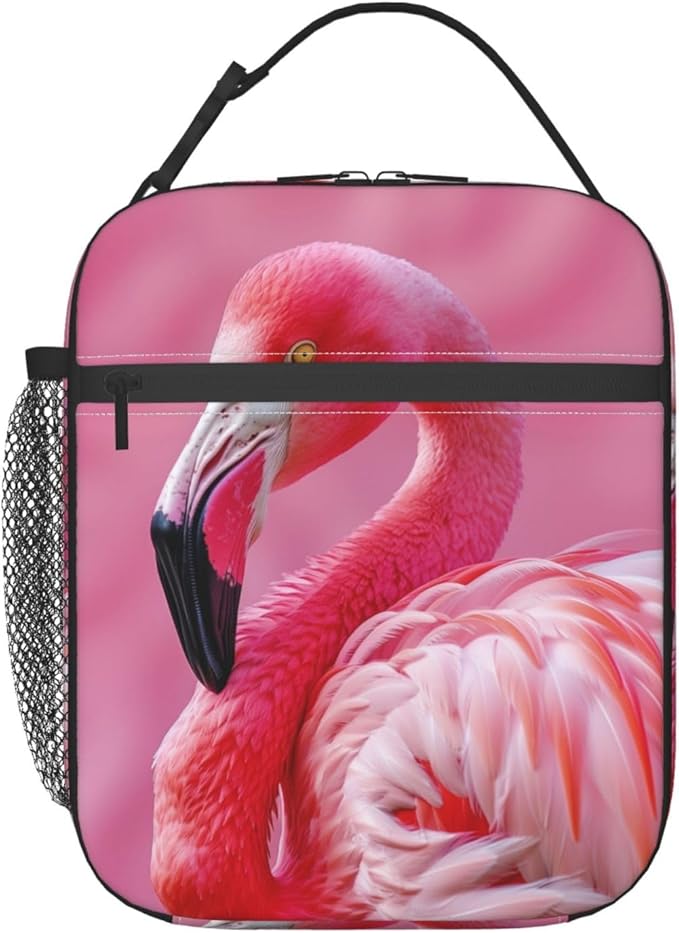 Lunch Box for Women Men, Pink Cute Flamingo Insulated Lunch Box Reusable Portable Lunch Bag Cooler Tote Waterproof Lunch Container for Office Picnic Work Travel Hiking