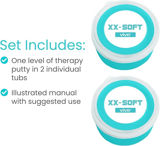 Vive Therapy Putty, Occupational Hand Tools (2 Pack) - Sensory Stress Relief - for Physical Exercise, Finger Pain, Grip Strength, Rehab, Arthritis, Adults, Forearms, Fidgeting, Motor Skills