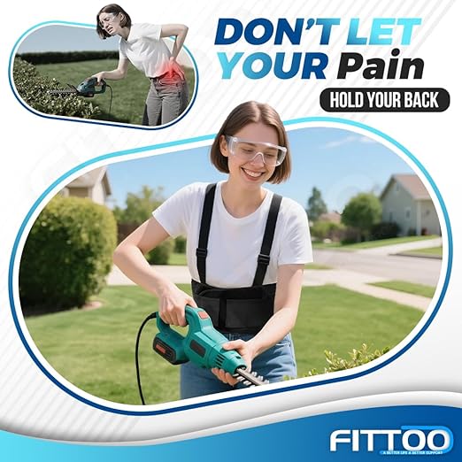 FITTOO Back Brace with Removable Suspenders & Lumbar Pad for Back Pain Relief, Heavy Lifting Support, Moving and Warehouse Jobs, Lower Back Pain Protection Belt for Men & Women in Construction