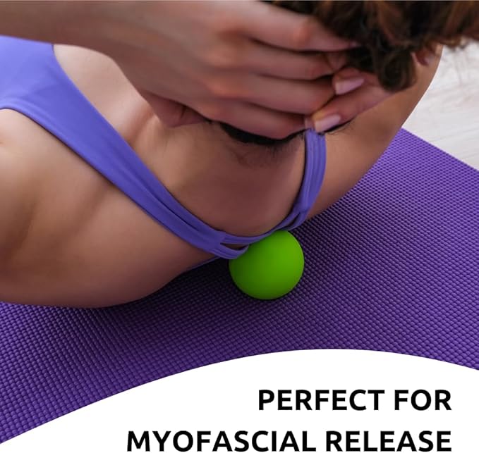 Massage Lacrosse Balls for Myofascial Release, Trigger Point Therapy Ball Set, Foot Massage Ball Roller for Plantar Fasciitis, Yoga Deep Tissue, Physical Therapy Balls Hard Rubber 2 Pack (Lime Green)