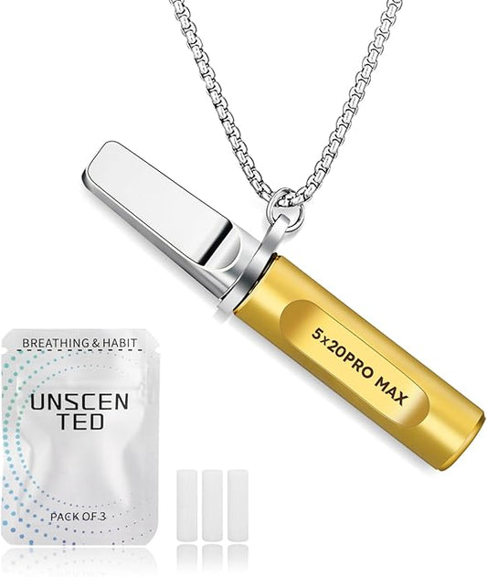 Breathing Necklace for Calm, Stainless Steel Breathing Pendant Breathwork Tool for Calm Meditation & Stress Relief, Mindfulness Slow Breathing Trainer, Adjustable Chain, Gift for Women Men