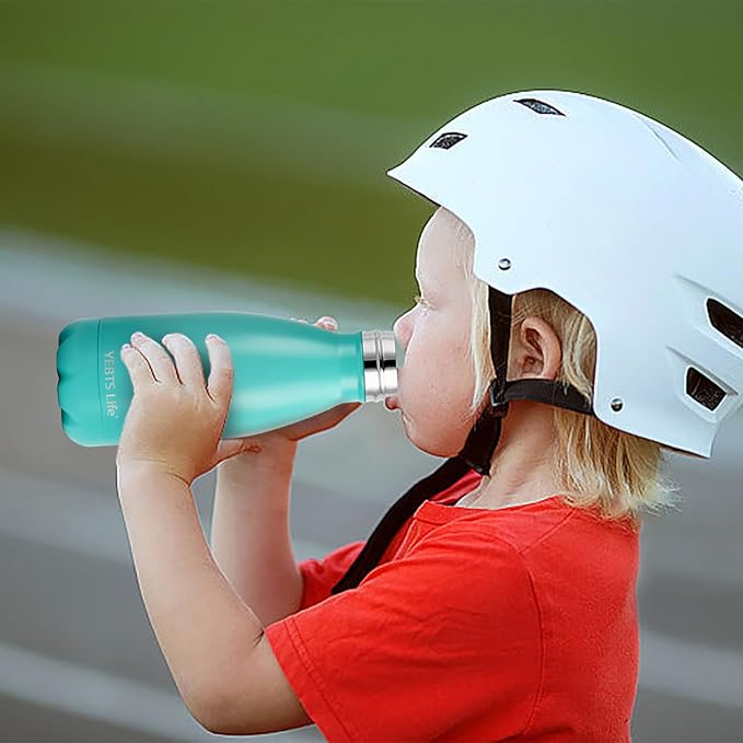Insulated Water Bottle, 2 Pack-9oz Stainless Steel Water Bottles with straw lid, Metal Sports Water Bottles for Boys,Girls,Double Wall Vacuum BPA-Free Flask for School, Sports (Black-Yellow)