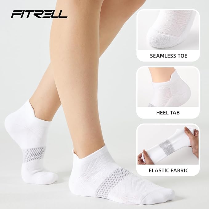 FITRELL 5-6 Pairs Ankle Running Socks for Women Athletic Cushioned Low Cut Tab Sports Socks