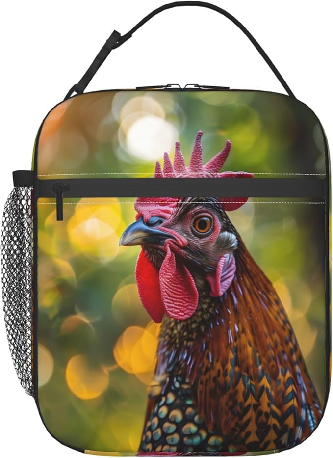 Insulated Lunch Box for Women Men, Rooster Theme Lunch Box Reusable Portable Lunch Bag Cooler Tote Waterproof Lunch Container for Office Picnic Work Travel