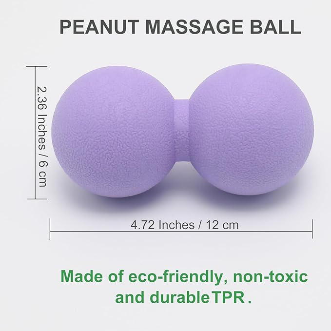 Hard Peanut Massage Ball, Double Lacrosse Massage Ball. Deep Tissue Massager Mobility Roller for Physical Therapy Myofascial Release Trigger Point Muscle Relax Pain Relief Acupressure (Purple)
