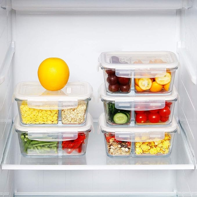 DAS TRUST 3 Pack 36oz Bento Box Glass Meal Prep Containers with 3 Compartments, Glass Food Storage Containers with Lids, Meal Prep Bowls, Lunch Box, Oven & Microwave Safe