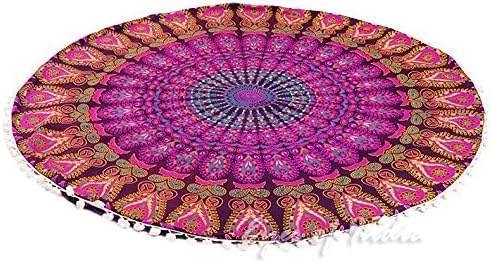 Eyes of India - Mandala Floor Pillow Cover Meditation Cushion Seating Throw Hippie Round Colorful Decorative Bohemian Indian Pouf Ottoman Handmade Cover ONLY (A1 Purple 2, 32" x 32")