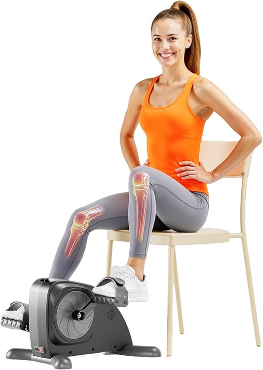 Under Desk Bike Pedal Exerciser, Electric Mini Exercise Bike Leg/Arm Bike for Physical Therapy, Motorized Pedal Exerciser for Seniors, Low-Impact Exercise Equipment with 12 Adjustable Speeds