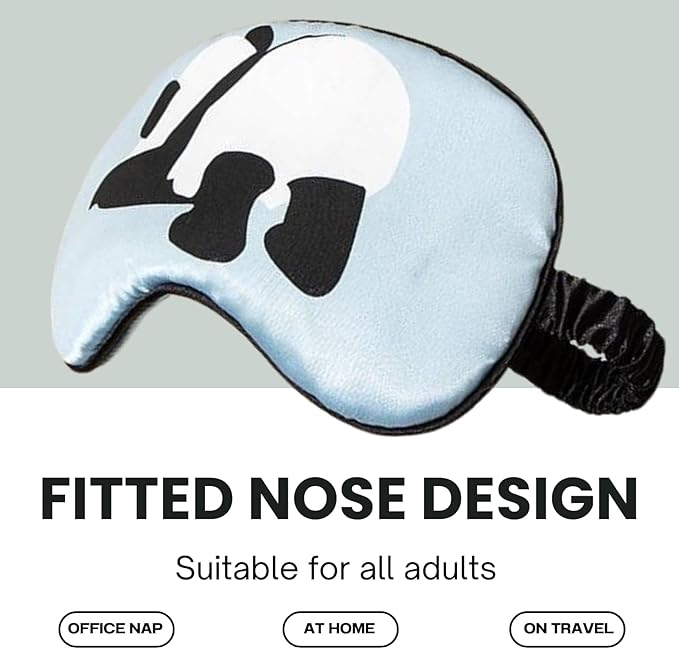 Satin Sleep Eye Mask, Cute Panda Eye Mask for Sleep, Soft Silk Satin Sleeping Mask Blindfold for Women and Men, Blackout Eyeshade Eye Cover Travel Essentials