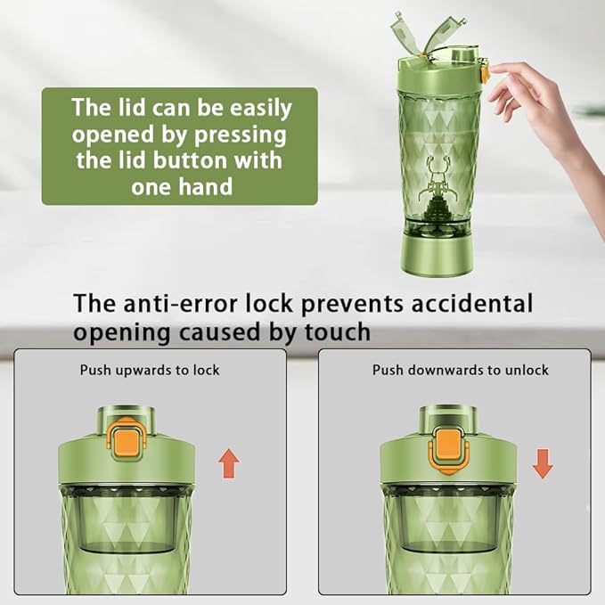 Electric Protein Shaker Bottle, USB Rechargeable Mixing Cup, Water Drink Mixer Portable Bottles for Gym Sport, BPA-Free Tritan, 22oz (Light Green)