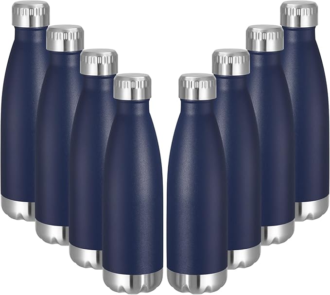 VEGOND 17oz Stainless Steel Water Bottles Bulk, Reusable Metal Sports Water Bottle Keeps Drink Hot and Cold, BPA Free Double Wall Vacuum Cola Shape Insulated Water Bottles for Camping Gym, 8 Pack
