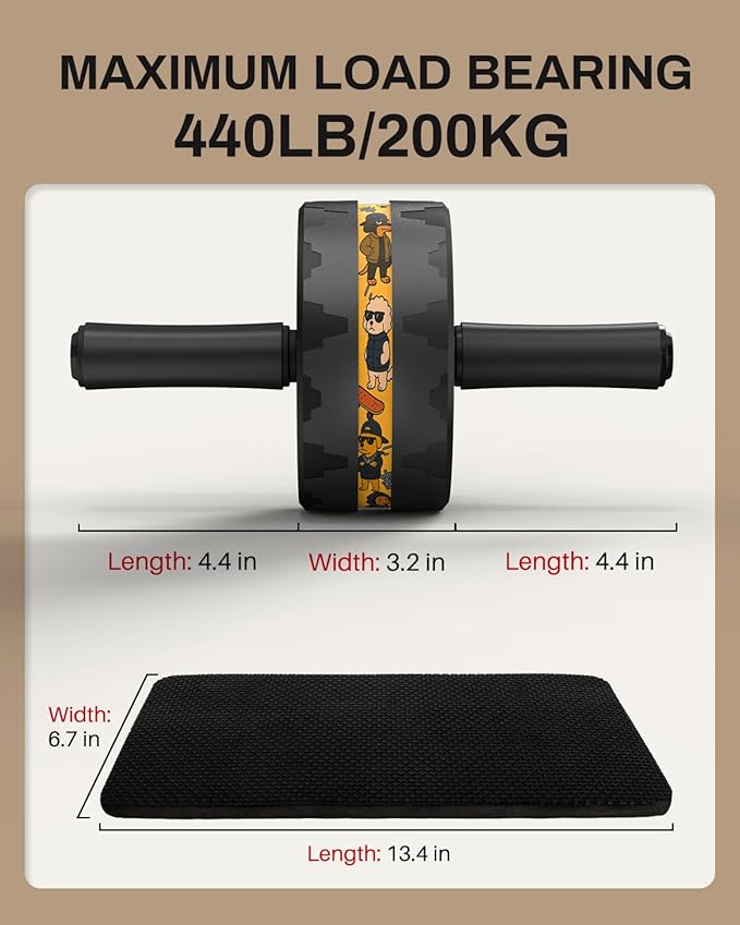 VINSGUIR Ab Roller Wheel, Abs & Core Workout Equipment for Home Gym with Knee Pad Accessories, Abdominal Wheel for Full-body Strength Training