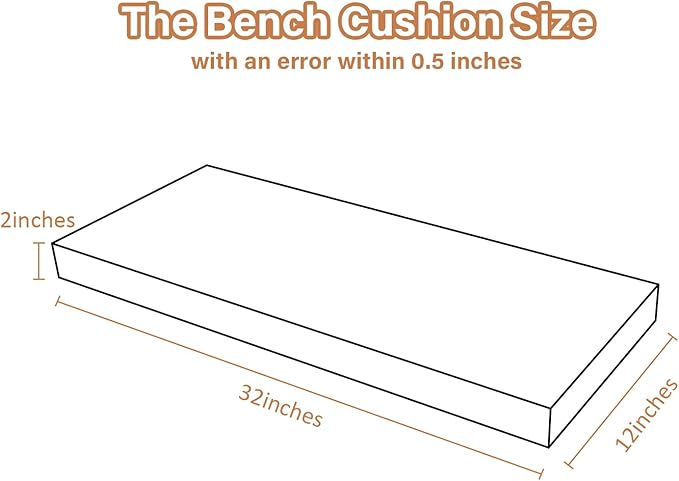 32x12x2 Linen Bench Cushion, Strengthen Breathable Indoor Seat Cushions, High-Density Bench Pad with Anti-Slip Bottom, Indoor Cushion for Bay Window Porch Furniture - Black