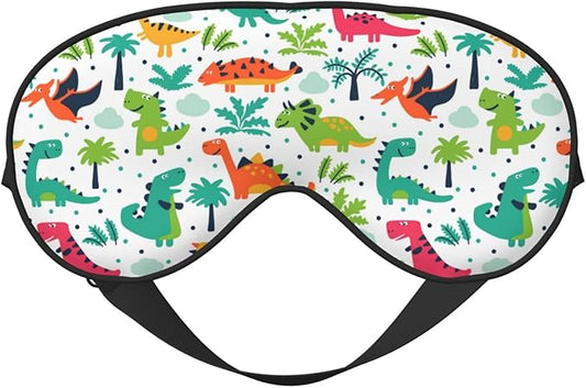 Sleep Eye Mask Funny Dinosaurs Leaves Sleep Mask for Women Men Comfortable Eye Mask with Adjustable Strap Soft Eye Cover Blindfold for Travel Yoga Nap Shift Work