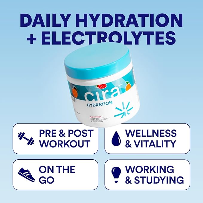 Cira Hydration Powder (45 Servings) - Electrolyte Drink Mix with Himalayan Salt for Dehydration Relief and Recovery - Fruit Punch
