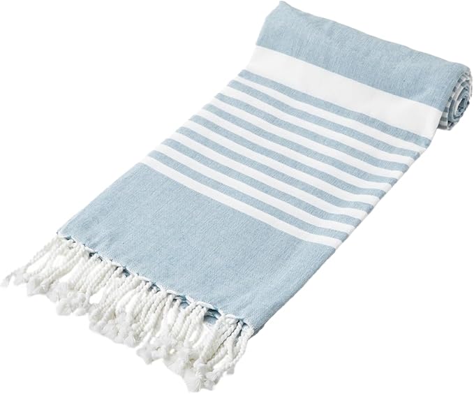 Turkish Beach Towels of Organic Cotton - Navy Color, Oversized, Sand Free, Lightweight, Quickdry and Perfect for Travel & Packing - Prewashed Boho Towels (71"x37")