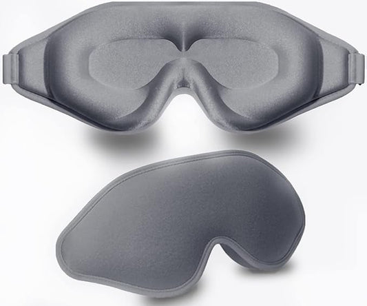 Sleep Mask, 3D Deep Contoured Eye Covers for Sleeping, 99% Block Out Light Eye Mask, Zero Pressure Cup Blindfold for Men Women, with Adjustable Strap for Sleeping, Yoga, Traveling (Grey)