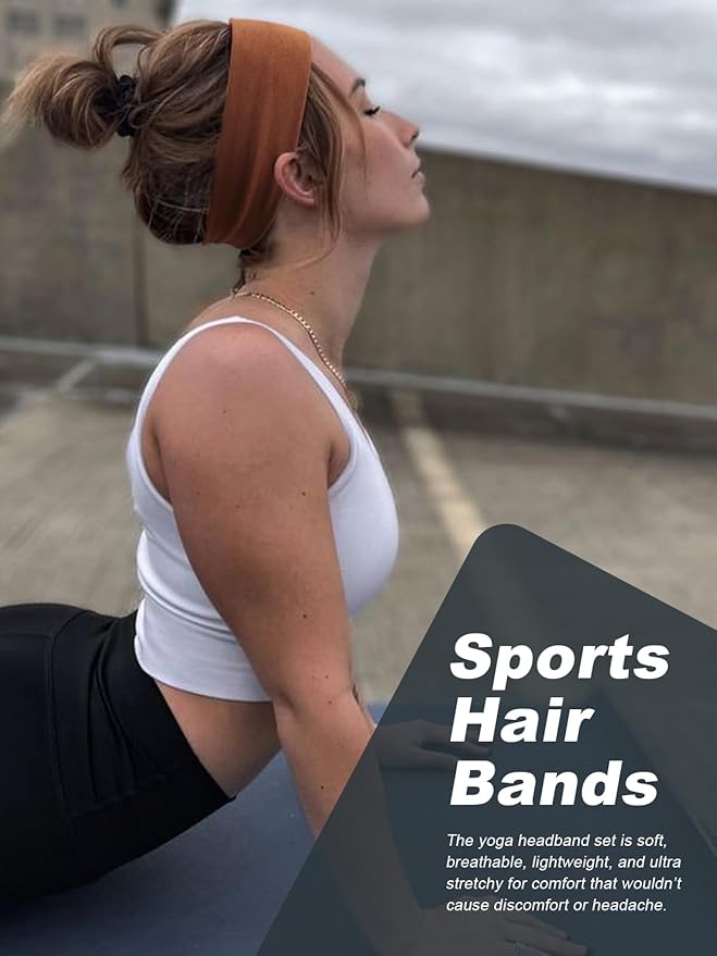 DRESHOW 8 Pack Sports Headbands for Women Non-Slip Stretchy Fashion HairBand Curly Hair Headband Soft Hair Accessories for Daily Wear Workout Yoga Running