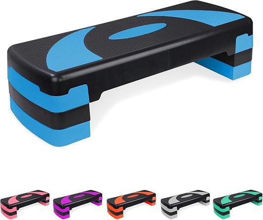 Exercise Workout Aerobic Step Platform Trainer, 31" Aerobic Stepper with 4"-6"-8" Adjustable Height Risers