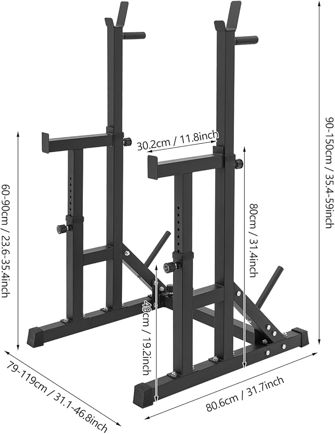 Adjustable Barbell Rack, Multi-function Barbell Rack,Squat Rack Stand, Barbell Rack for Bench Press,Weight Lifting Rack for Home Gym Strength Training Fitness Workout, Max Load 550LBS