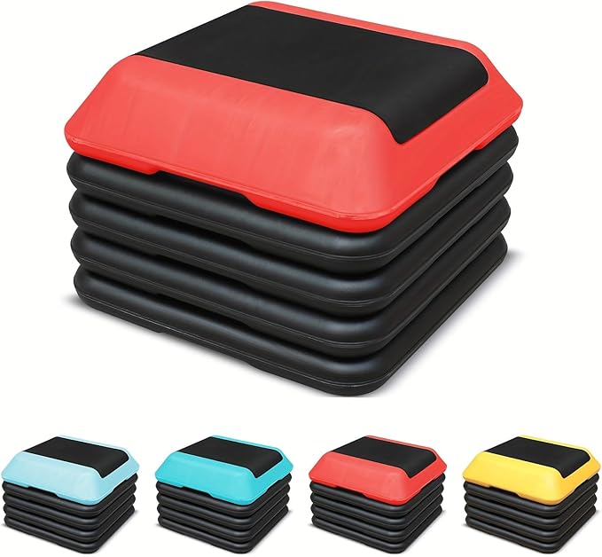 16" x 16" Adjustable Workout Aerobic Exercise Step Platformwith Adjustable Risers, Non-Slip Rubber Surface for Home Gym Cardio Training