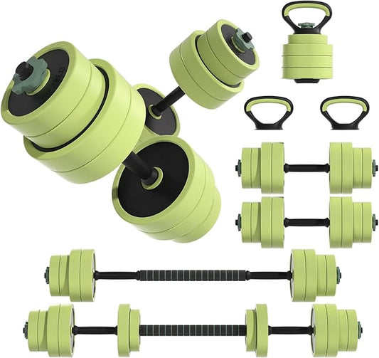Adjustable Dumbbell Set 22/42/62LBS, 5-in-1 Free Weight Dumbbell Set Used as Dumbbell,Kettlebell,Barbell, Push-Up Stand,Weight Plate, Iron Sand Weights Set with Connector ,Fitness Exercises for Home Gym Suitable Men/Women
